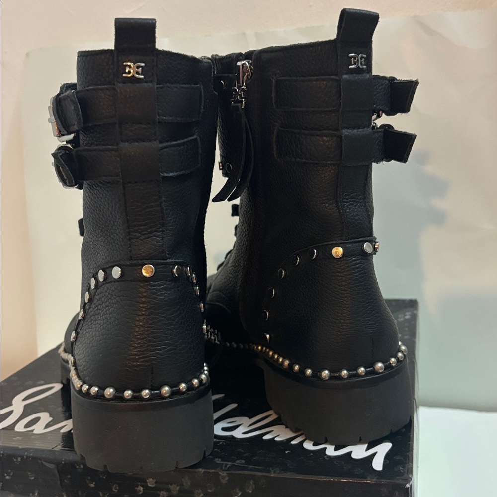 Sam Edelman Black Studded Combat Boots - Picture 3 of 9